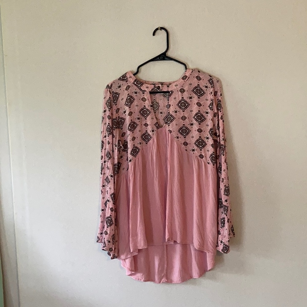 Pink long sleeve hi lo tunic